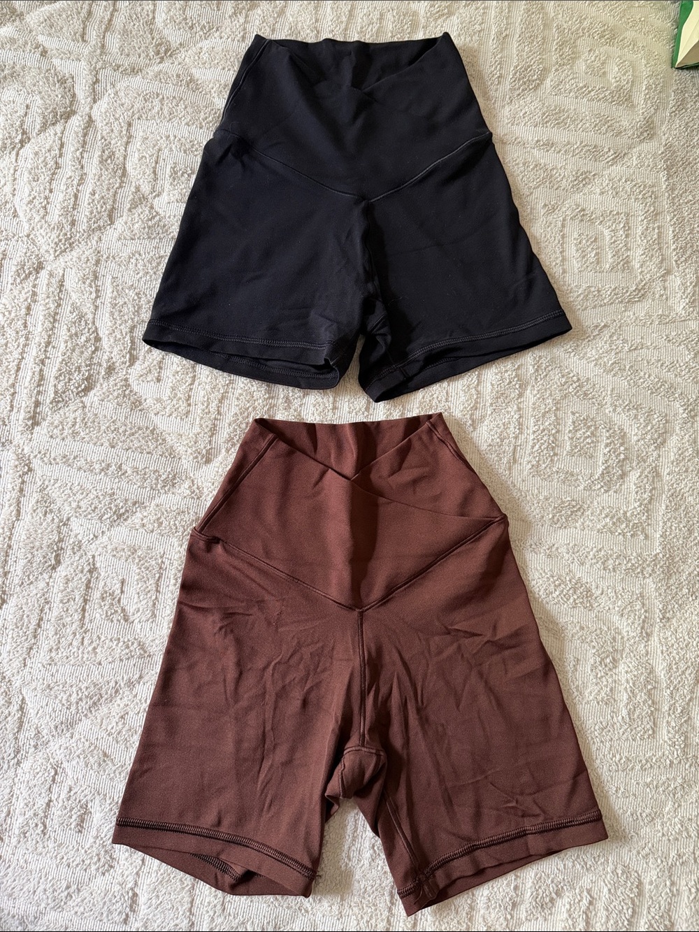 aerie High-Waist Bike Shorts in Black & Brown